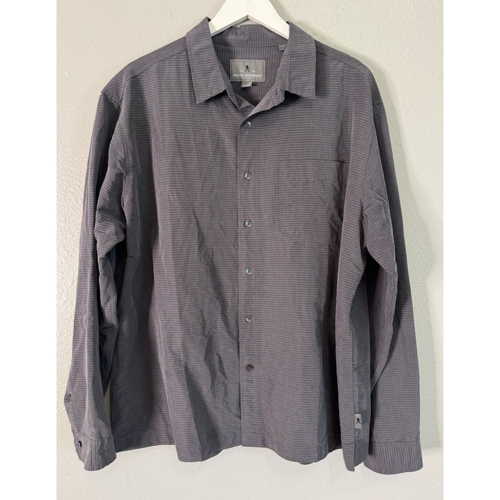 Royal Robbins Desert Pucker Dry Shirt Gray Modal Hiking Travel Men's XL